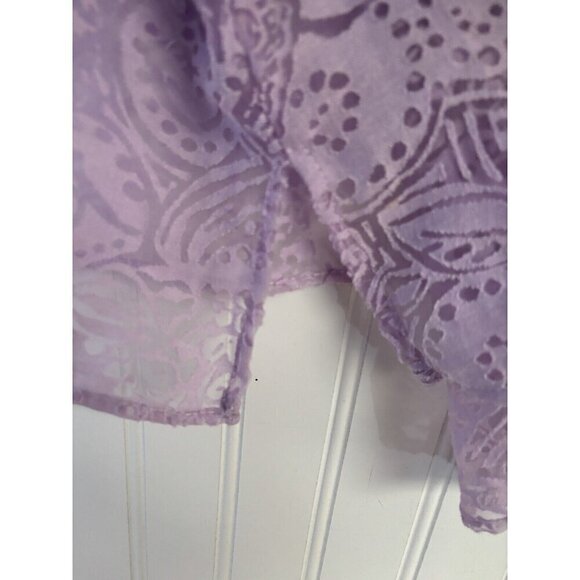 White Stag Womens 26/28 Lavender Burnout Sheer Floral Swirl Button Up Blouse Top - Picture 3 of 8